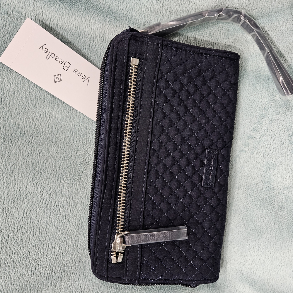 Vera Bradley Iconic RFID Front Zip Wristlet in Navy - Picture 8 of 10